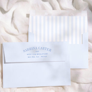 Blue Stripes Preppy Return Address Envelope