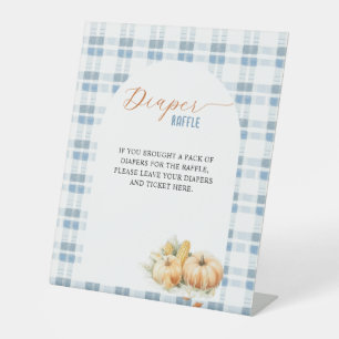 Blue Stripes Pumpkin Diaper Raffle Pedestal Sign
