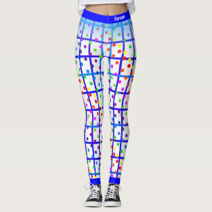 Blue Stripes Rainbow Polkadot on Your own Colour Leggings