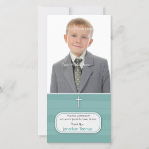 Blue Stripes Religious Photo Card