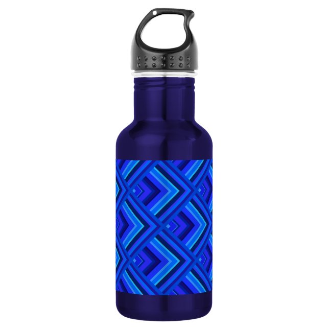 Blue stripes scale pattern 532 ml water bottle (Front)