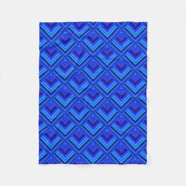 Blue stripes scale pattern fleece blanket (Front)