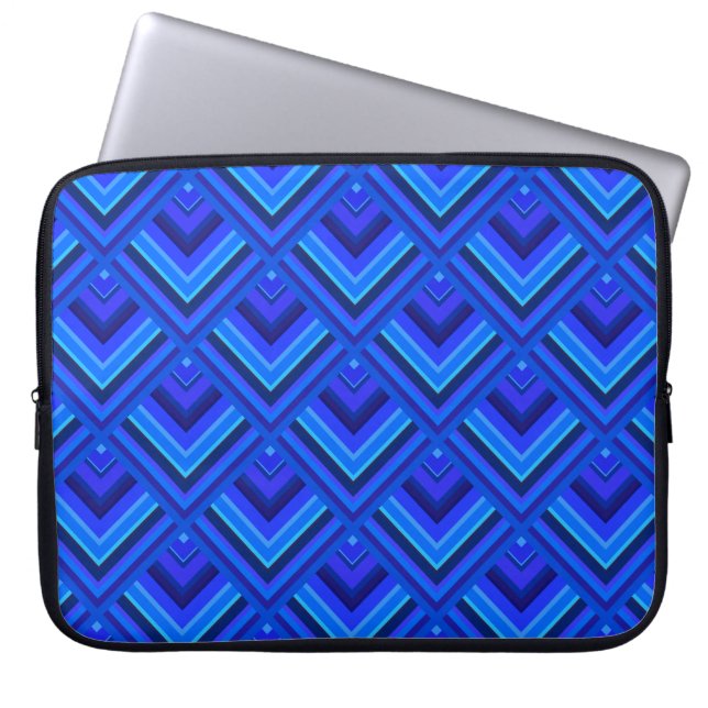 Blue stripes scale pattern laptop sleeve (Front)