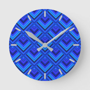 Blue stripes scale pattern round clock