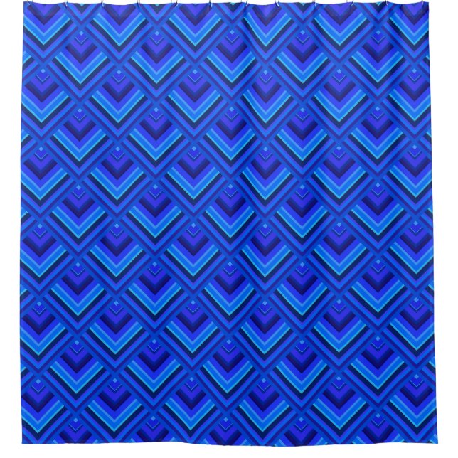 Blue stripes scale pattern shower curtain (Front)
