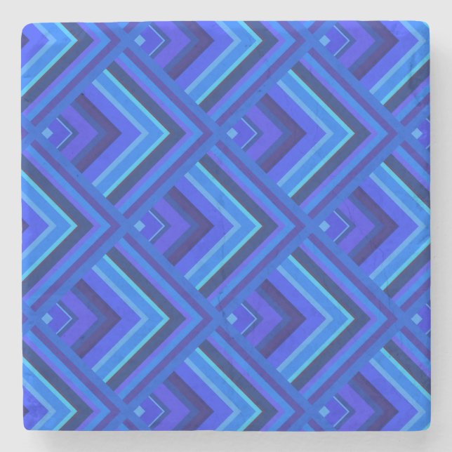 Blue stripes scale pattern stone coaster (Front)