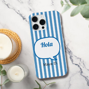Blue Stripes Speech Bubble Personalise iPhone 16 Pro Max Case