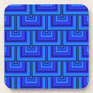 Blue stripes square scales pattern coaster