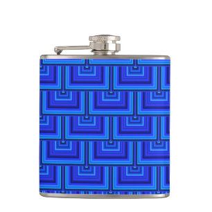 Blue stripes square scales pattern hip flask