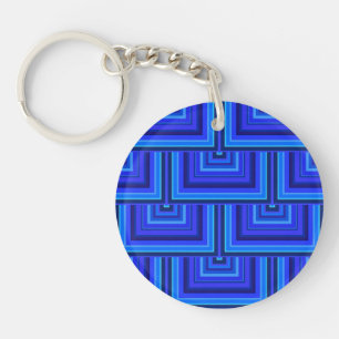 Blue stripes square scales pattern key ring