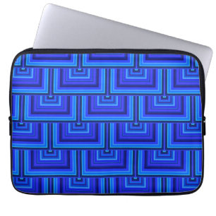 Blue stripes square scales pattern laptop sleeve