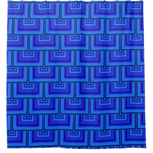 Blue stripes square scales pattern shower curtain