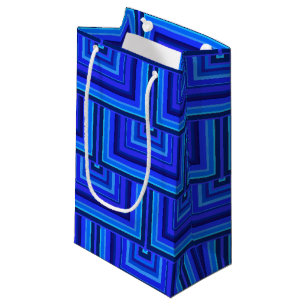 Blue stripes square scales pattern small gift bag