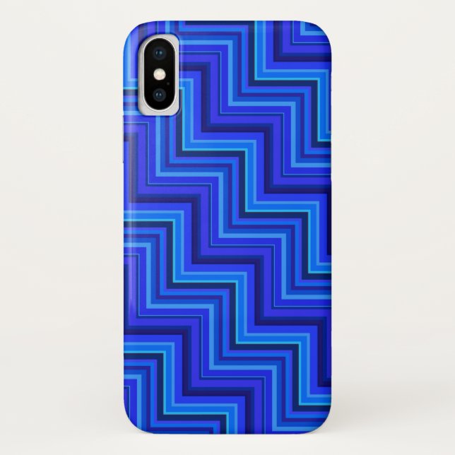 Blue stripes stairs pattern Case-Mate iPhone case (Back)