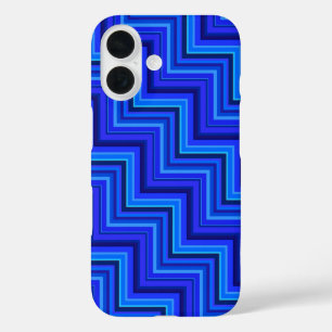 Blue stripes stairs pattern iPhone 16 case