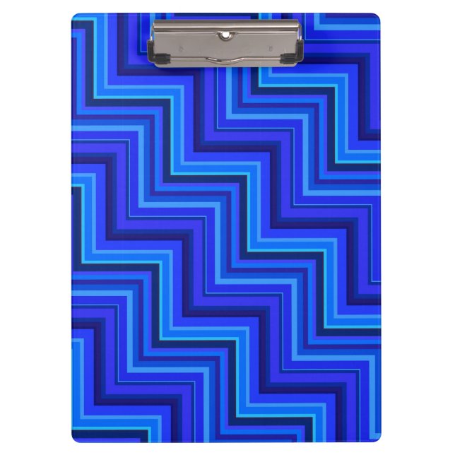 Blue stripes stairs pattern clipboard (Front)