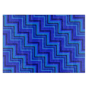 Blue stripes stairs pattern cutting board