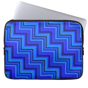 Blue stripes stairs pattern laptop sleeve