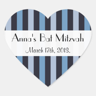 Blue Stripes, Striped Pattern, Lines, Bat Mitzvah Heart Sticker