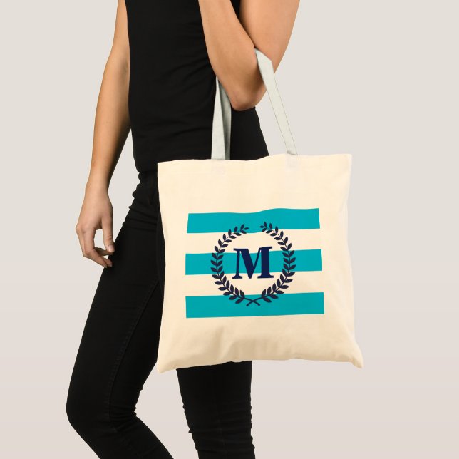 Blue Stripes Tote Bag (Front (Product))