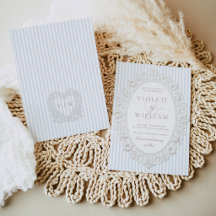 Blue Stripes Vintage Lace Old Money Wedding