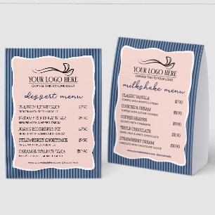 Blue Stripes Wavy Frame Restaurant Café Menu