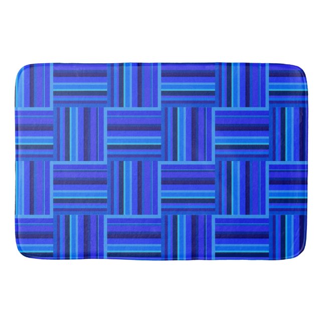 Blue stripes weave pattern bath mat (Front)