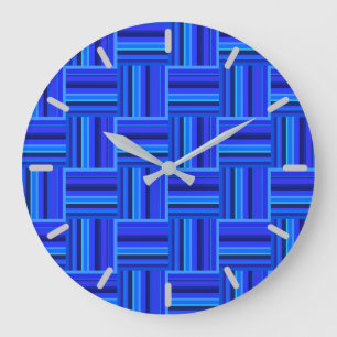 Blue stripes weave pattern large clock