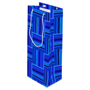 Blue stripes weave pattern wine gift bag