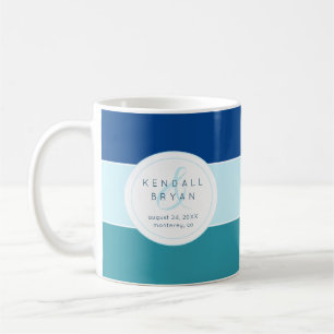 Blue Stripes Wedding Day Coffee Mug