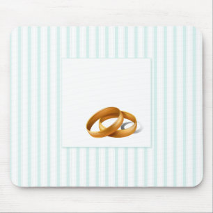 Blue Stripes - Wedding Rings Mouse Mat