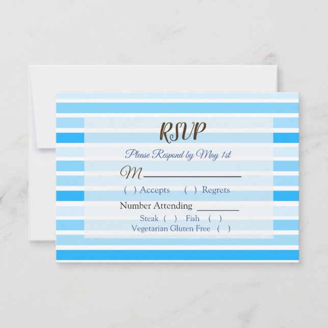Blue Stripes Wedding RSVP card (Front)