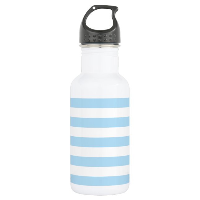 Blue Stripes, White Stripes, Striped Pattern 532 Ml Water Bottle (Front)
