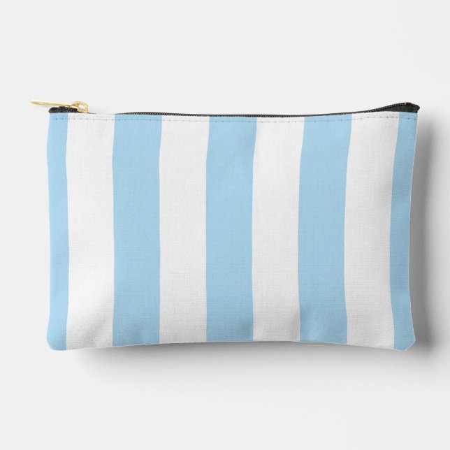Blue Stripes, White Stripes, Striped Pattern Accessory Pouch (Front)