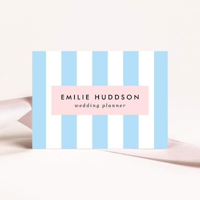 Blue Stripes, White Stripes, Striped Pattern Business Card (Creator Uploaded)