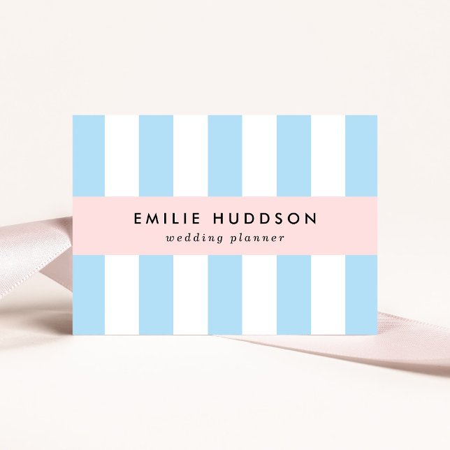 Blue Stripes, White Stripes, Striped Pattern Business Card (Creator Uploaded)