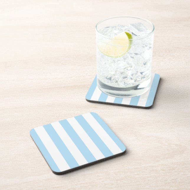 Blue Stripes, White Stripes, Striped Pattern Coaster (Right Side)