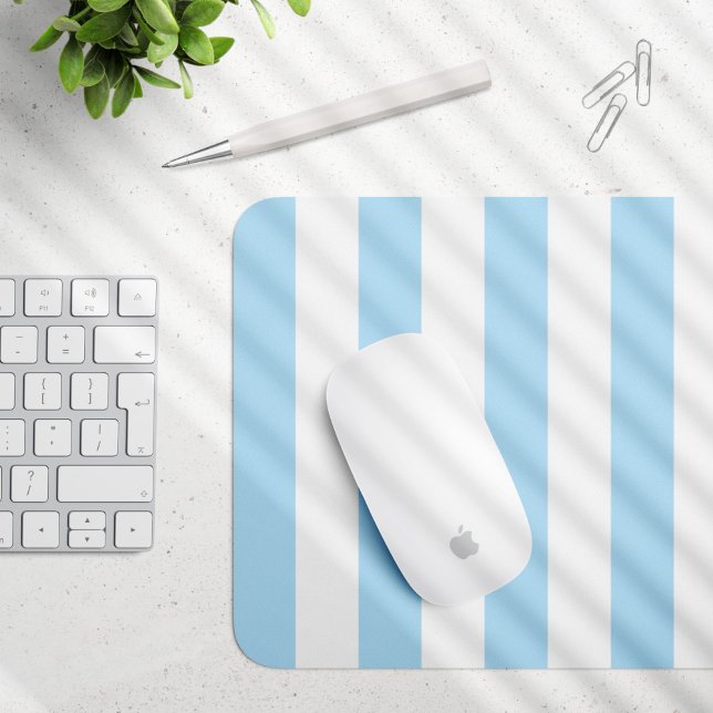 Blue Stripes, White Stripes, Striped Pattern Mouse Mat (Creator Uploaded)