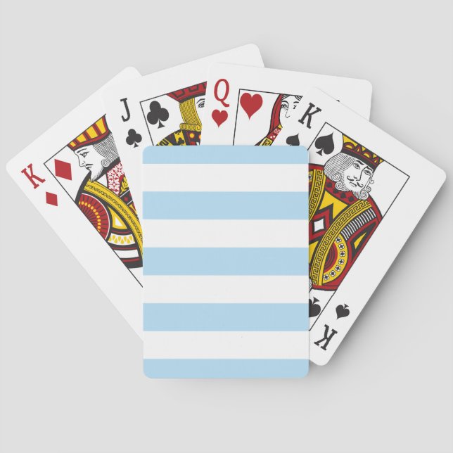 Blue Stripes, White Stripes, Striped Pattern Playing Cards (Back)