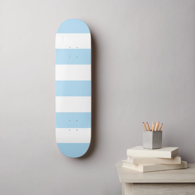 Blue Stripes, White Stripes, Striped Pattern Skateboard (Wall Art)