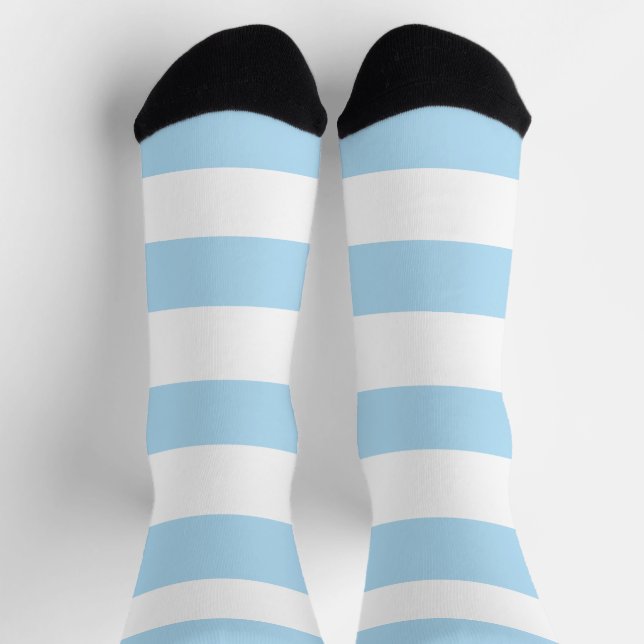 Blue Stripes, White Stripes, Striped Pattern Socks (Top)