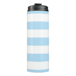 Blue Stripes, White Stripes, Striped Pattern Thermal Tumbler