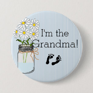 Blue Stripes with Mason Jar I'm The Grandma 7.5 Cm Round Badge