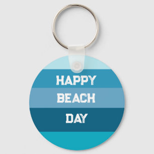 Blue Stripes Words Template Key Ring