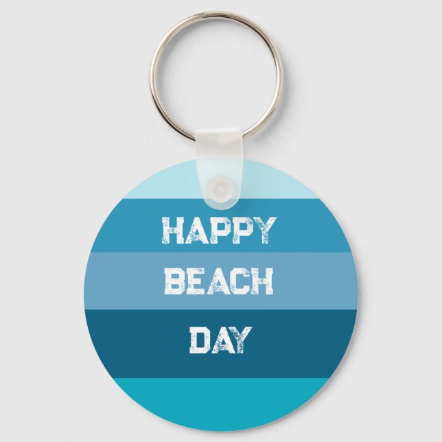 Blue Stripes Words Template Key Ring (Front)