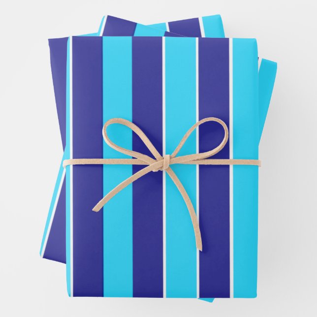 Blue Stripes  Wrapping Paper Sheet (In situ)