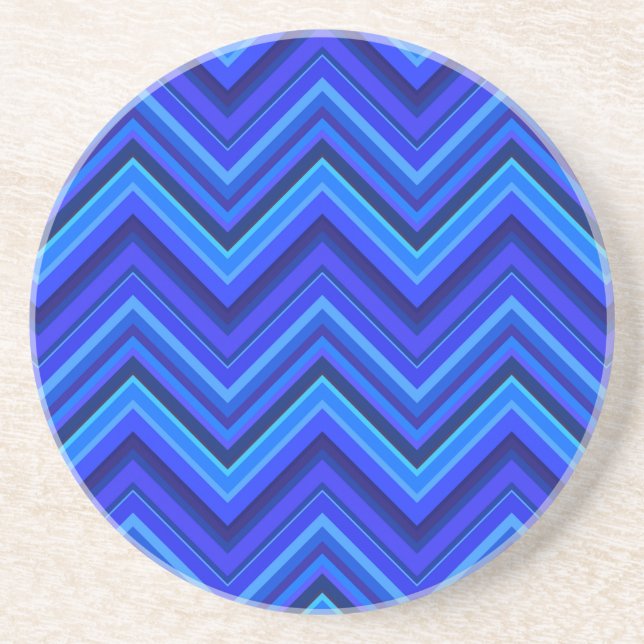 Blue stripes zigzag pattern coaster (Front)