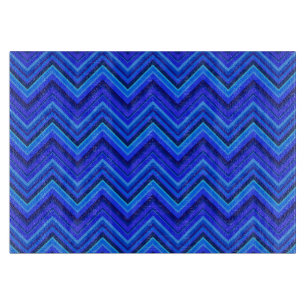 Blue stripes zigzag pattern cutting board