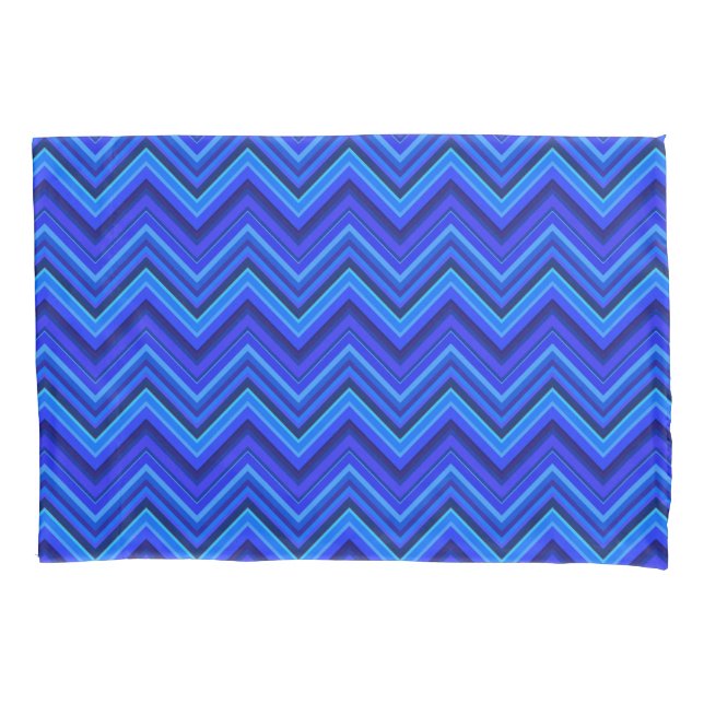 Blue stripes zigzag pattern pillowcase (Front)