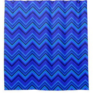 Blue stripes zigzag pattern shower curtain